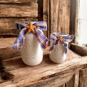 Decorative Mason Jars with Plaid Bows